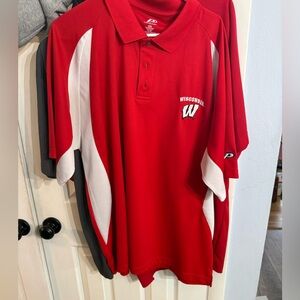 Red Wisconsin Badgers Polo golf shirt set W/ gray polo XL